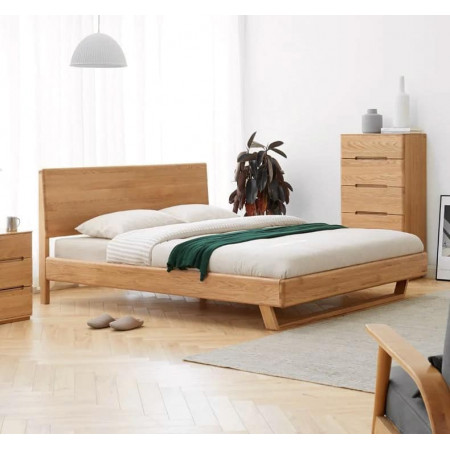 Solid Oak - Nệm 1m x 2m : Giường Ngủ Gỗ Sồi Chân Quỳ